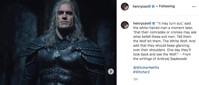 Henry Cavill shares first look at his character in 'The Witcher' season two