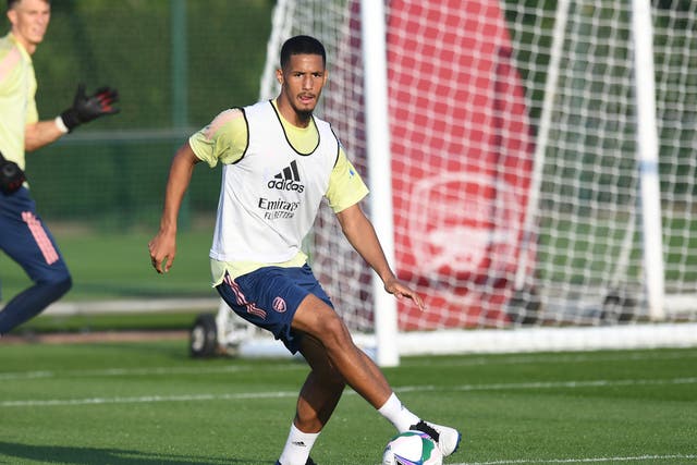 Arsenal defender William Saliba in training