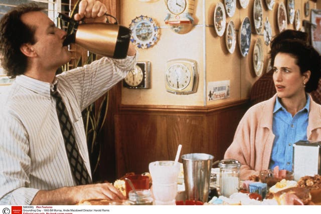 <p>Bill Murray and Andie Macdowell in Groundhog Day (1993)</p>