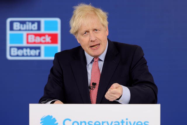 Boris Johnson speaking at the Tory conference on Tuesday