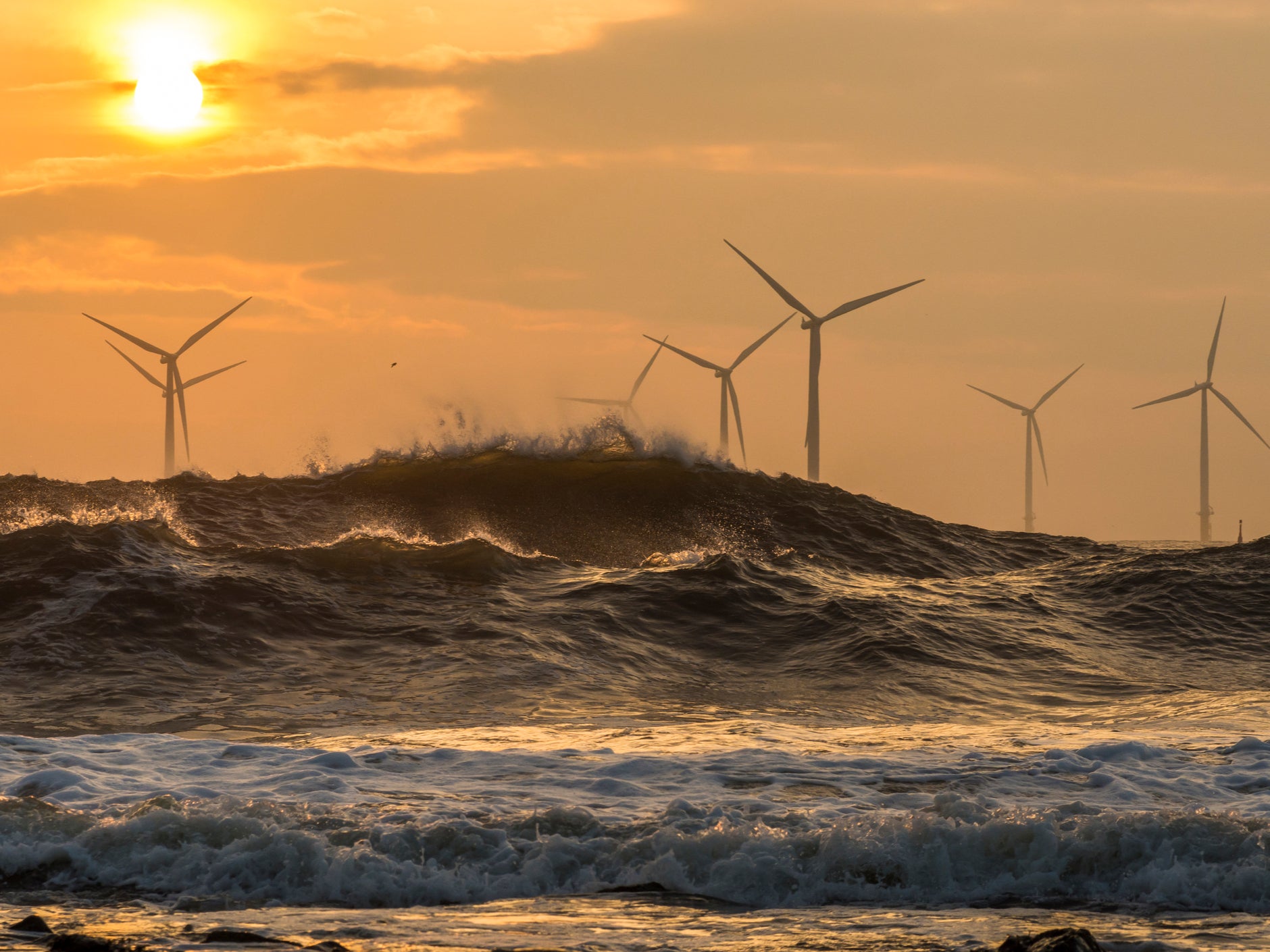 Wind turbines off the northeast coast of England