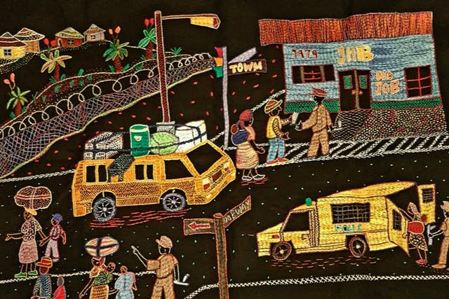 Embroidery by a woman who lived through traumas of apartheid