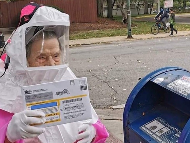 Beatrice Lumpkin, 102-year-old former teacher, casts her vote-by-mail ballot in Chicago, U.S., October 1, 2020