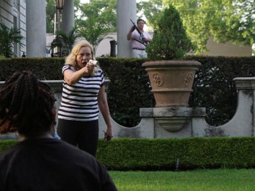 Mary McCloskey confronts protesters
