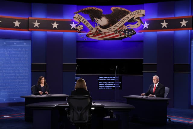 Mike Pence and Kamala Harris take part in vice presidential debate