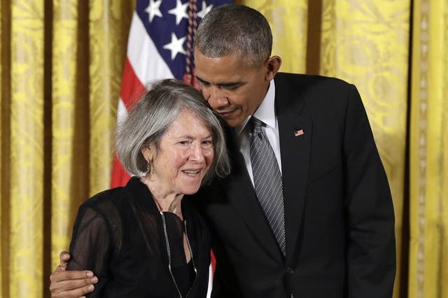 The poet with Barack Obama at the 2015 National Humanities Medal ceremony