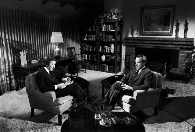 Frost interviewing former president Richard Nixon in a rented house near Nixon’s in San Clemente in 1977