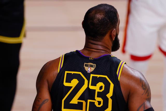 The Lakers’ LeBron James sports a ‘Black Mamba’ jersey in honour of Kobe Bryant