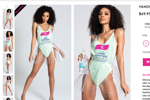 Yandy is selling a hand sanitiser costume for Halloween
