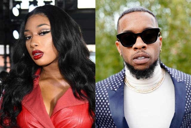 <p>Megan Thee Stallion and Tory Lanez, who has been charged with shooting her</p>