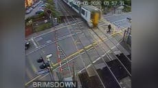 Man narrowly avoids train in terrifying near-miss