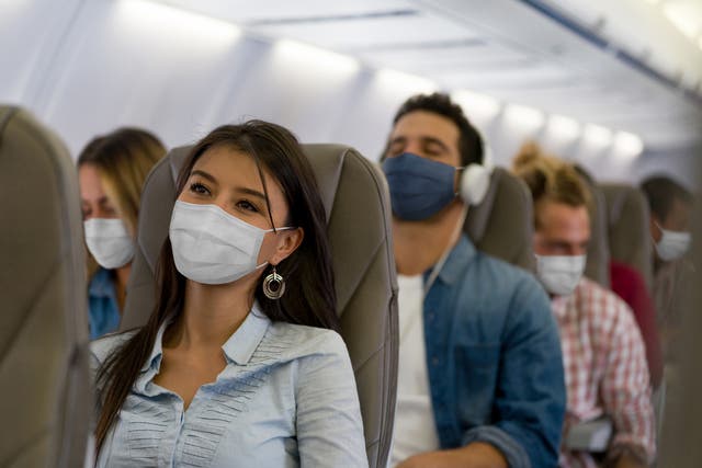 <p>Masks will no longer be mandatory on EU flights </p>