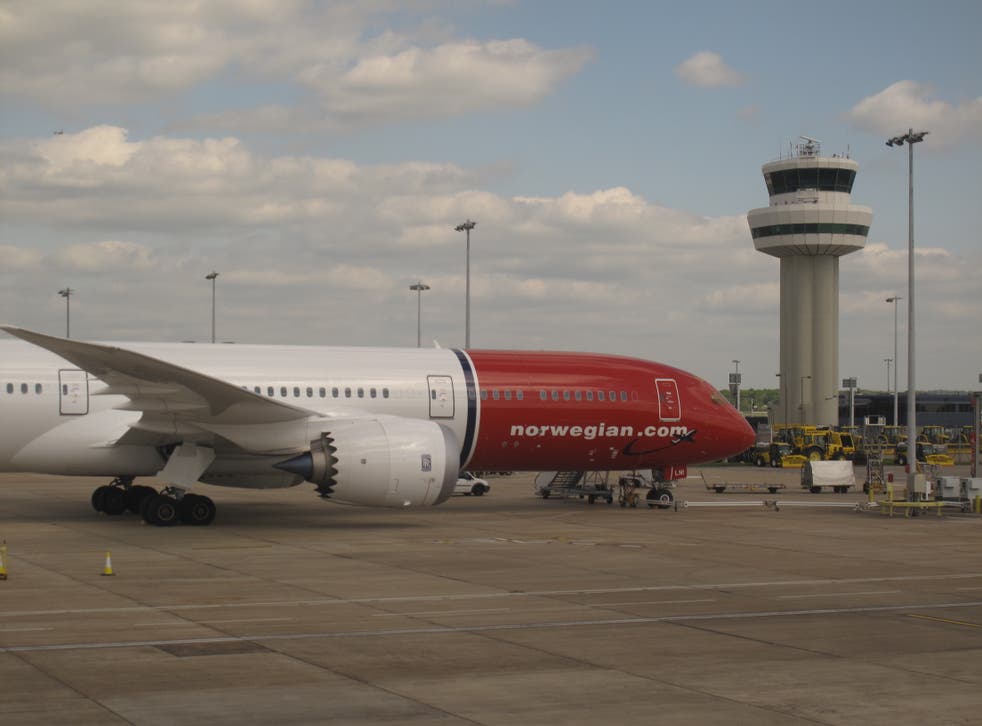Troubled times: a Norwegian Boeing 787 at Gatwick airport