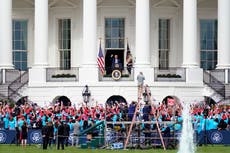 Trump addresses White House rally in first speech post Covid diagnosis