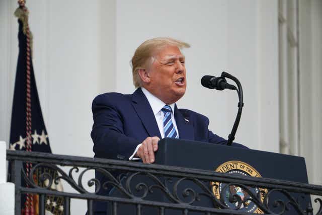 <p>Trump speaks from the White House on 10 October after recovering from his bout with Covid-19</p>