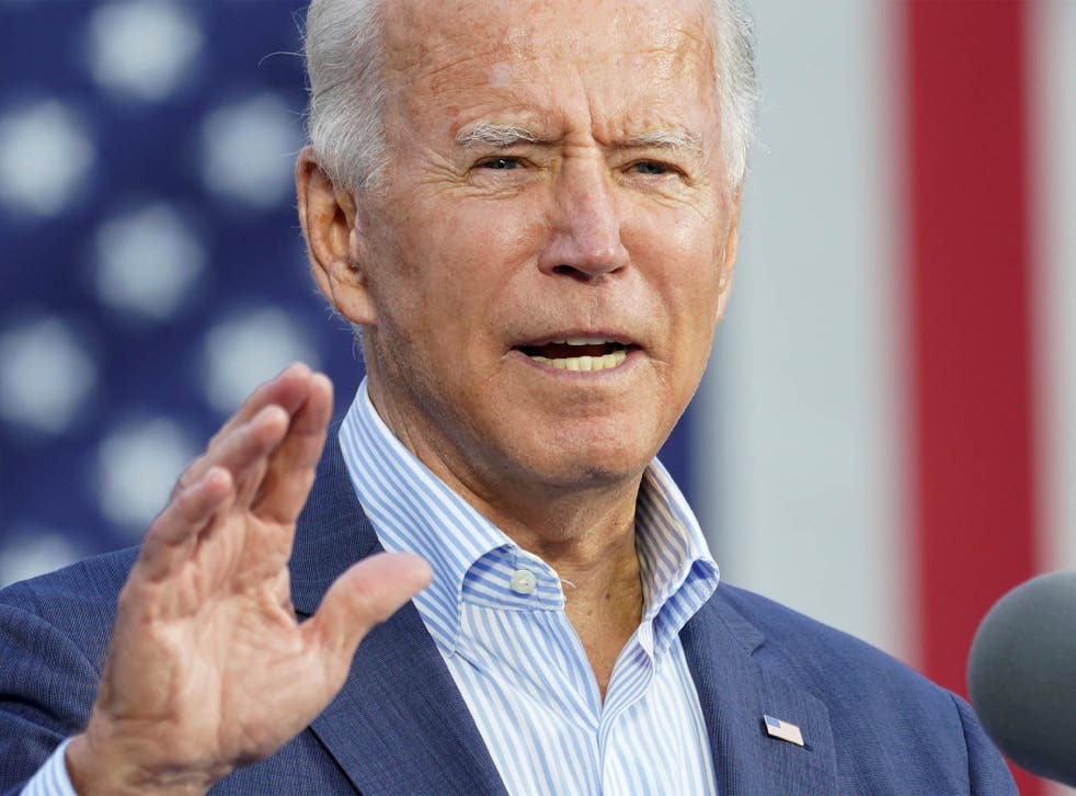 US Democratic presidential candidate Joe Biden speaks during a campaign event on 10 October 