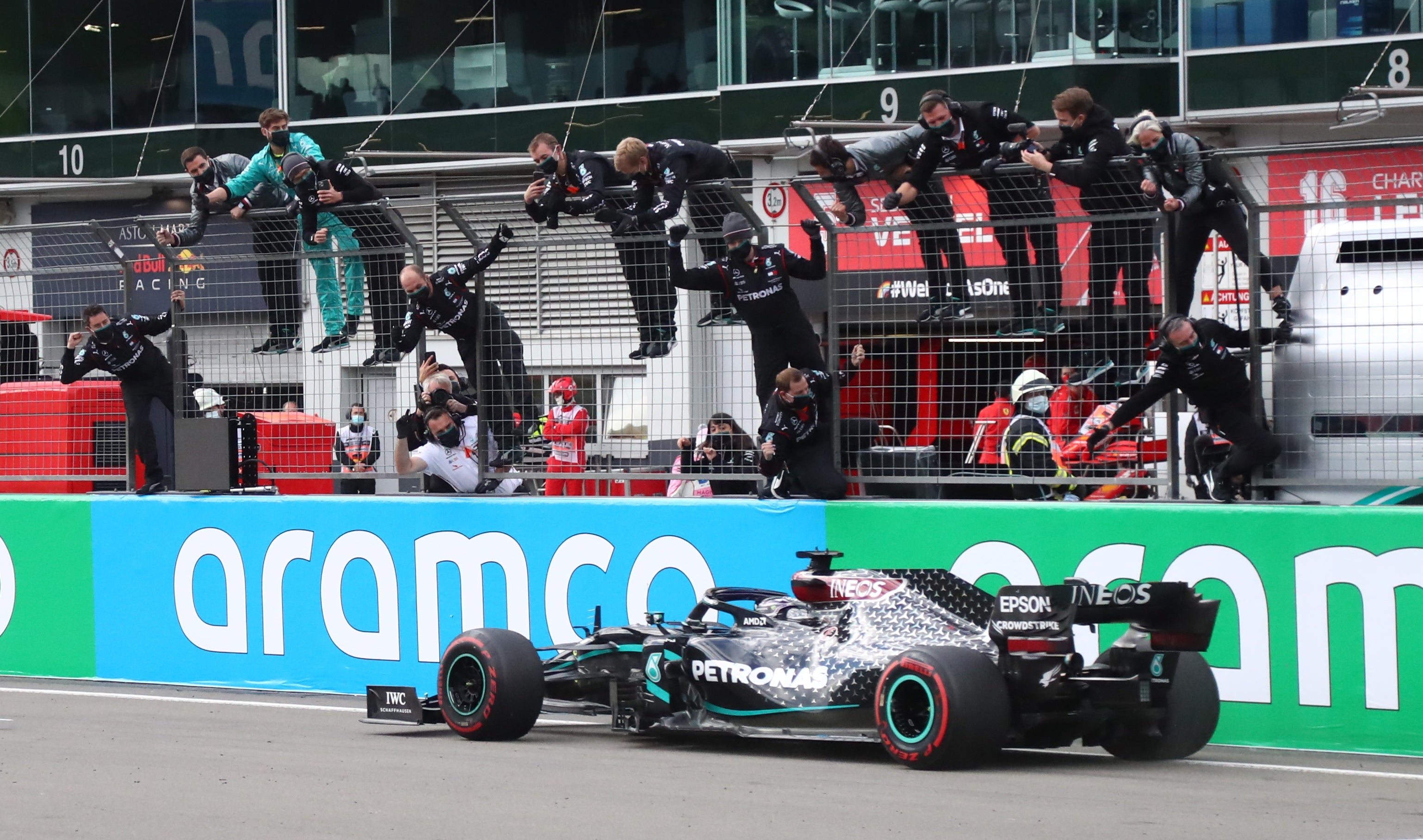 Lewis Hamilton takes victory in the Eifel Grand Prix