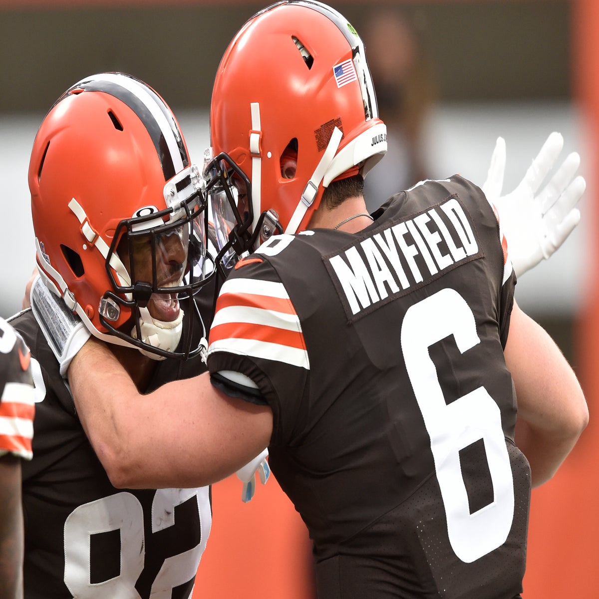 Why do the Browns helmets have numbers on them this week?