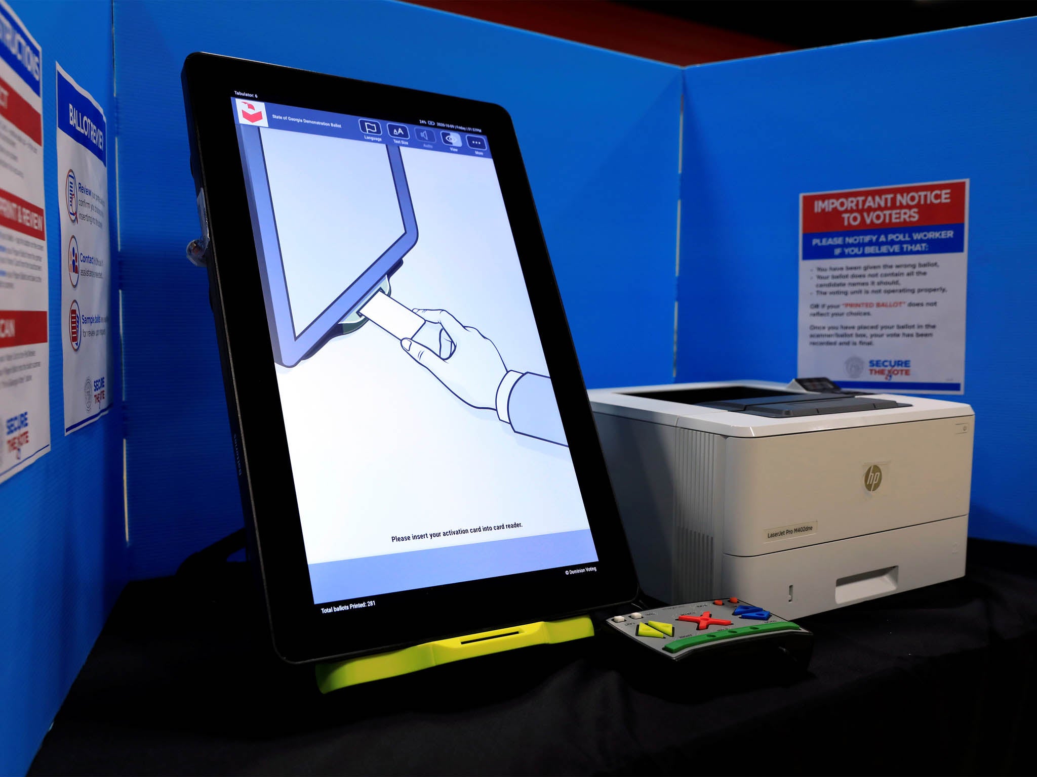 A touch screen voting machine on display in Georgia