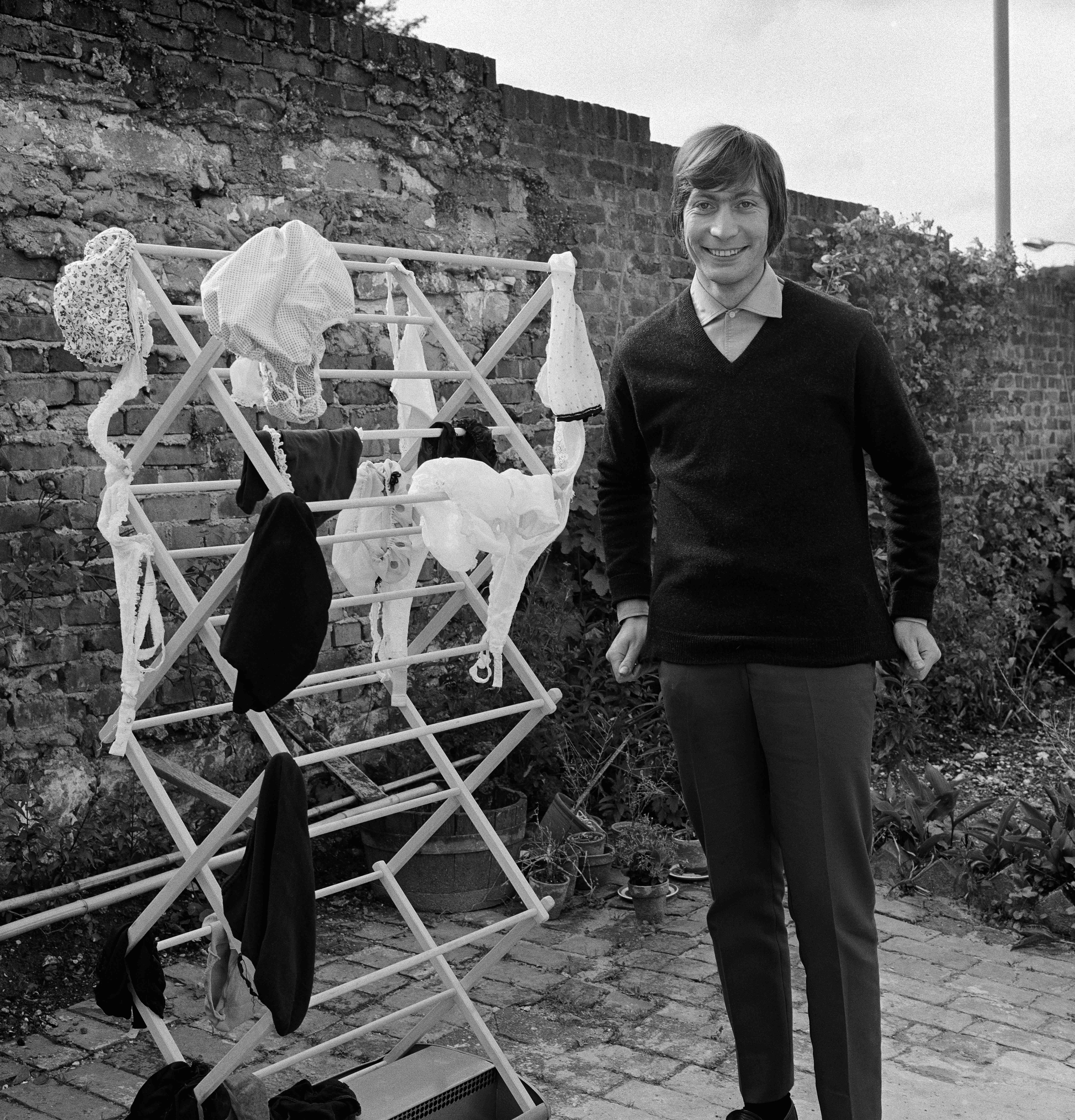 Charlie Watts with the washing. Lewes, Sussex