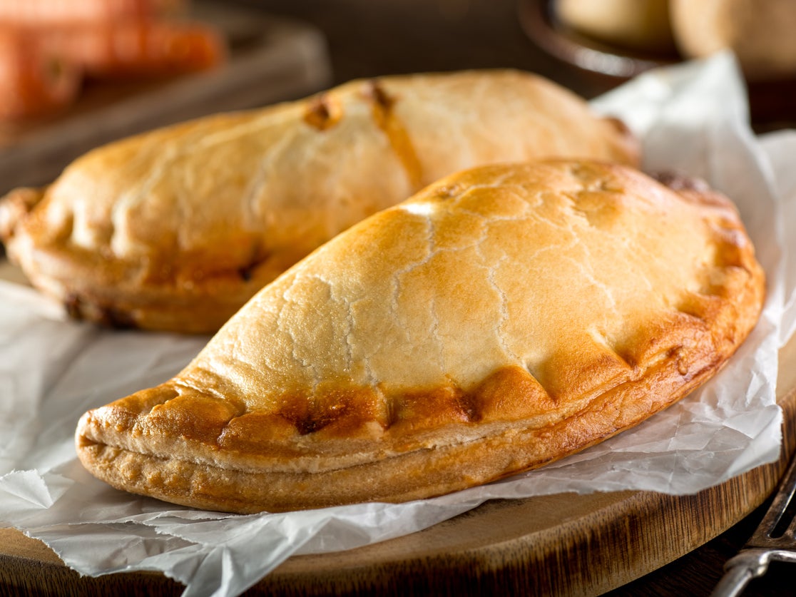 Homemade Cornish pasties with beef, carrot, and potato