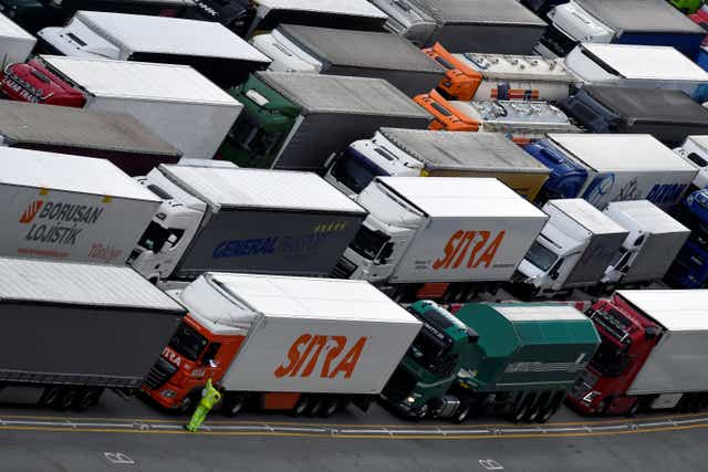 Lorries queue at Dover port