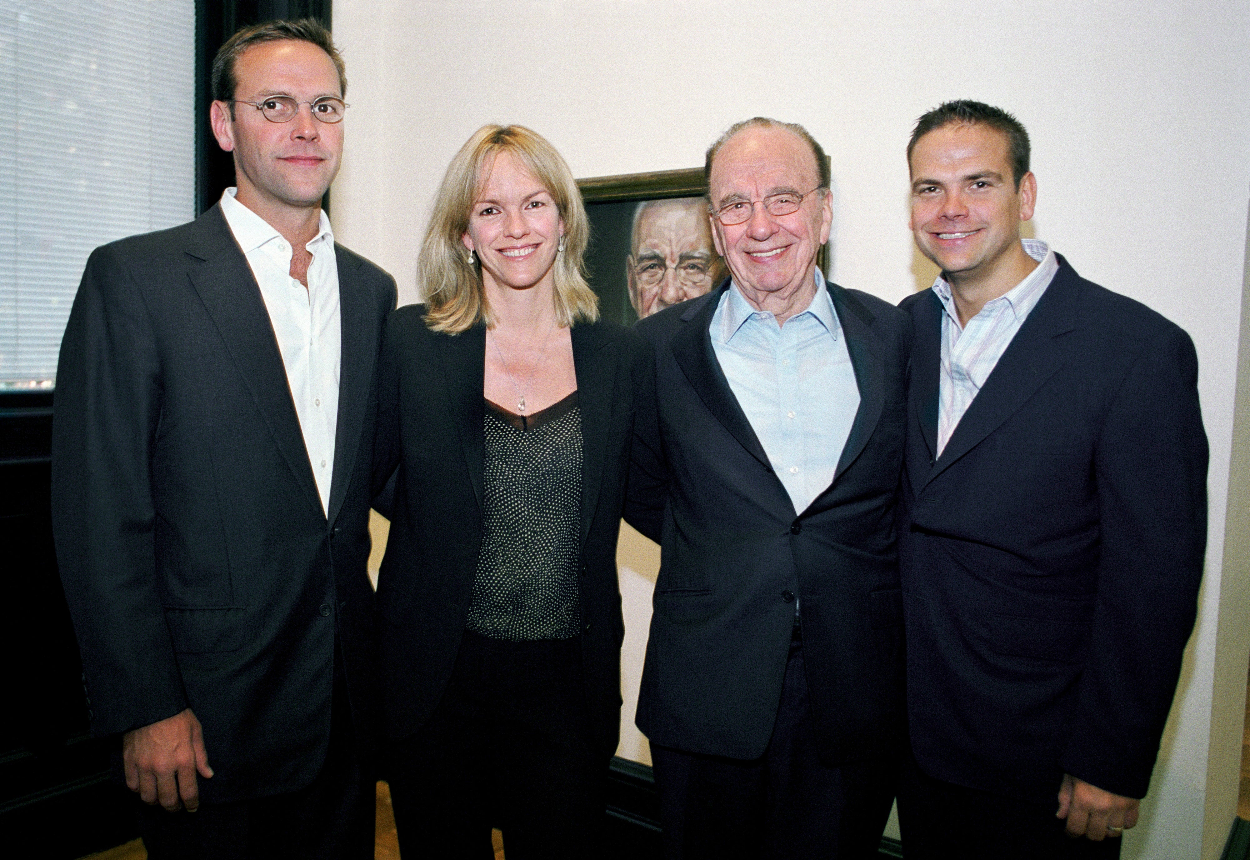 James Murdoch, with sister Elisabeth, father Rupert and brother Lachlan at the National Portrait Gallery in 2007