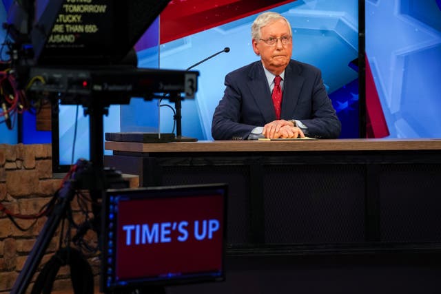 Mitch McConnell at a televised debate with Amy McGrath