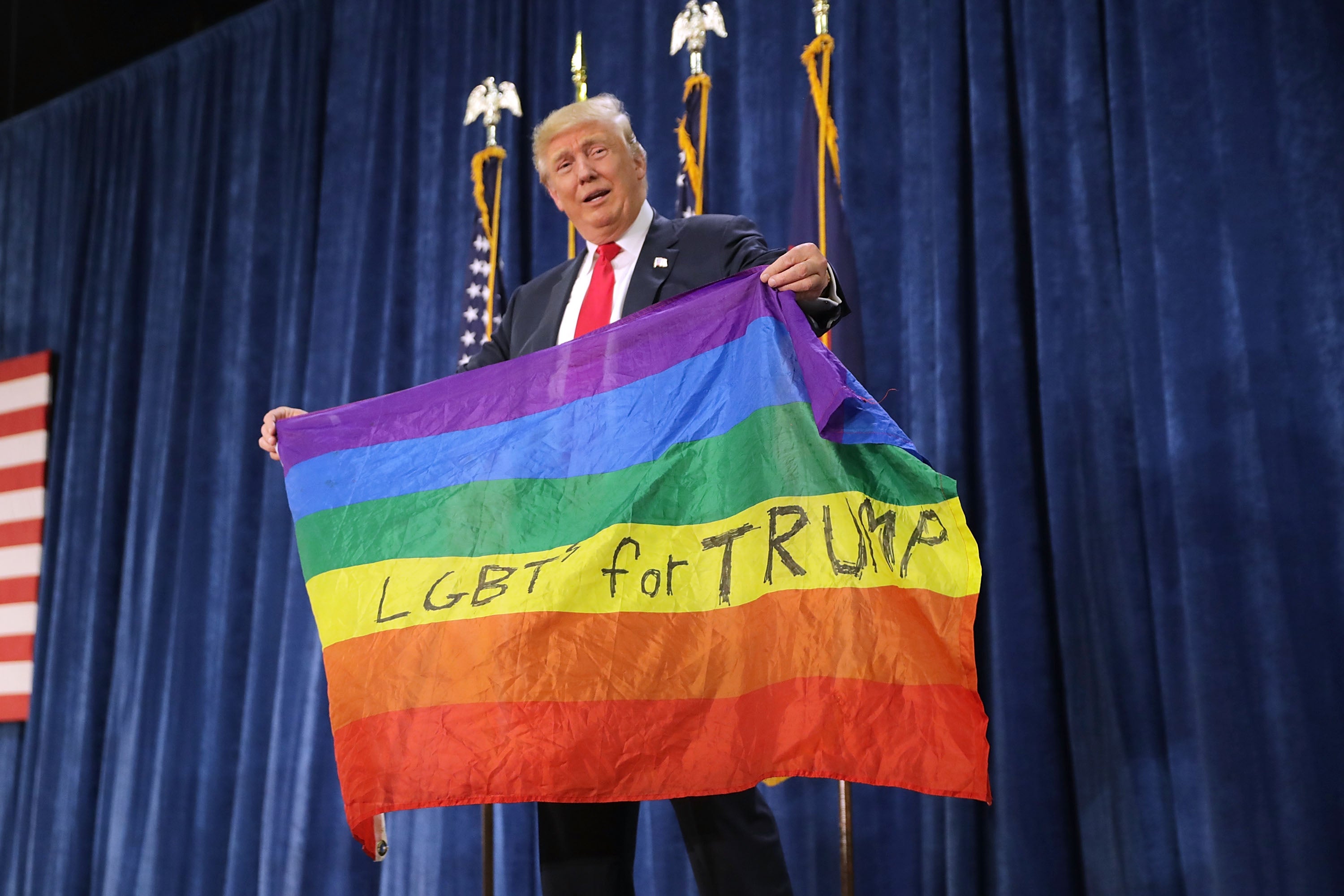 presidents run with gay pride flags
