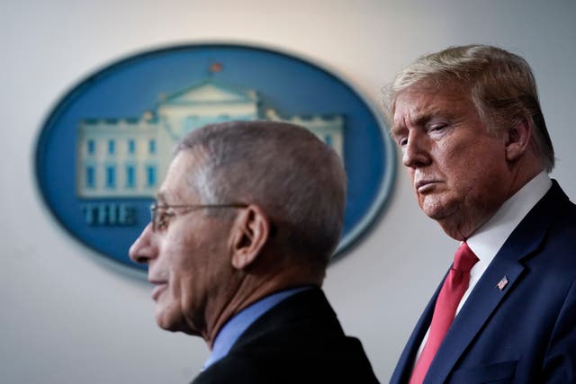 Dr Anthony Fauci has said that President Donald Trump (pictured in March) is no longer infectious, NBC have said, ahead of Thursday’s Town Hall