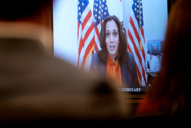 Democratic vice presidential nominee Kamala Harris used part of her time to question Supreme Court nominee Amy Coney Barrett as a campaign speech.