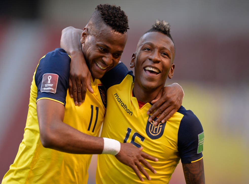 Michael Estrada anotó el segundo gol de la goleada ecuatoriana sobre la selección uruguaya en la segunda fecha de las eliminatorias mundialistas de Qatar 2022 (Foto de Rodrigo Buendia - Pool/Getty Images)