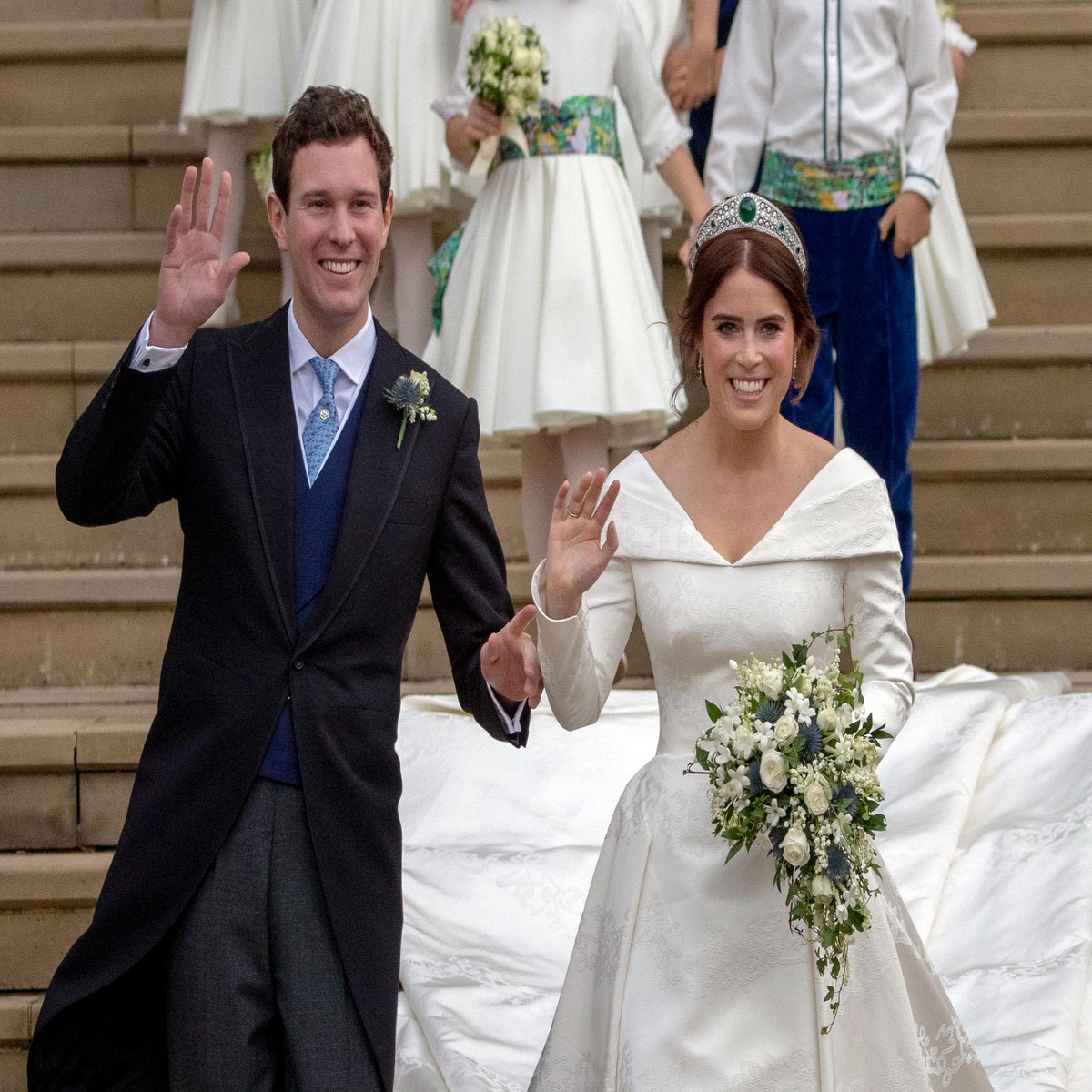 princess eugenie zac posen dress Princess Eugenie's Second Wedding Dress Broke With Royal Tradition