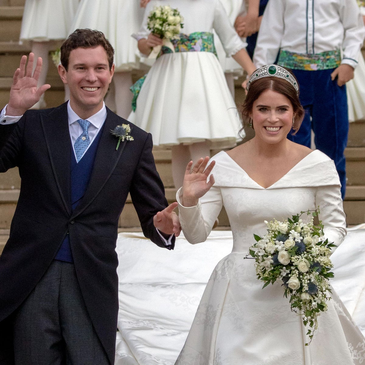 princess eugenie zac posen dress Princess Eugenie's Second Wedding Dress Broke With Royal Tradition