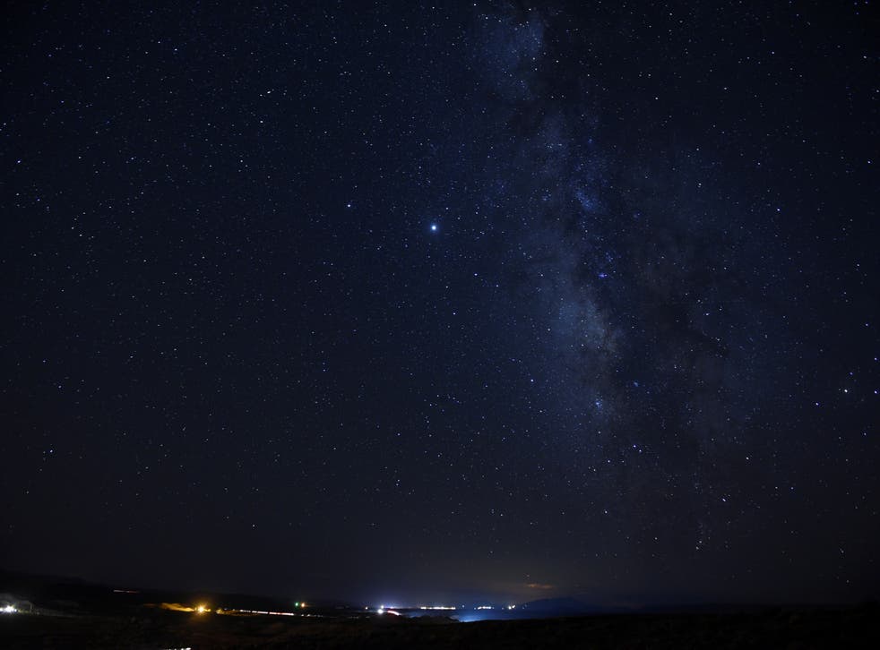 Stars and the Milky Way are seen on the Navajo Nation in Hidden Springs, Arizona