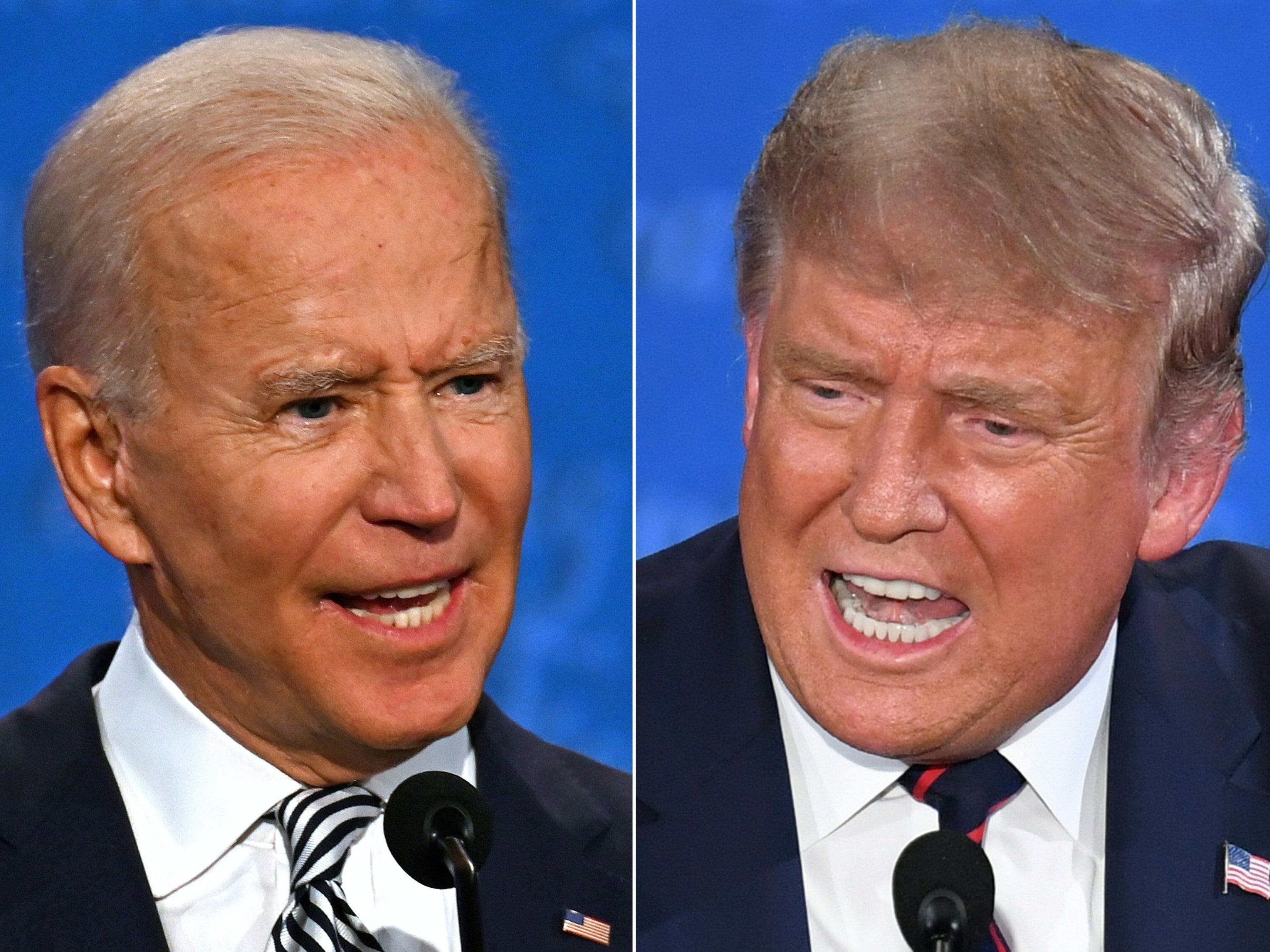 Democratic Presidential candidate and former US Vice President Joe Biden (L) and US President Donald Trump speak during the first presidential debate