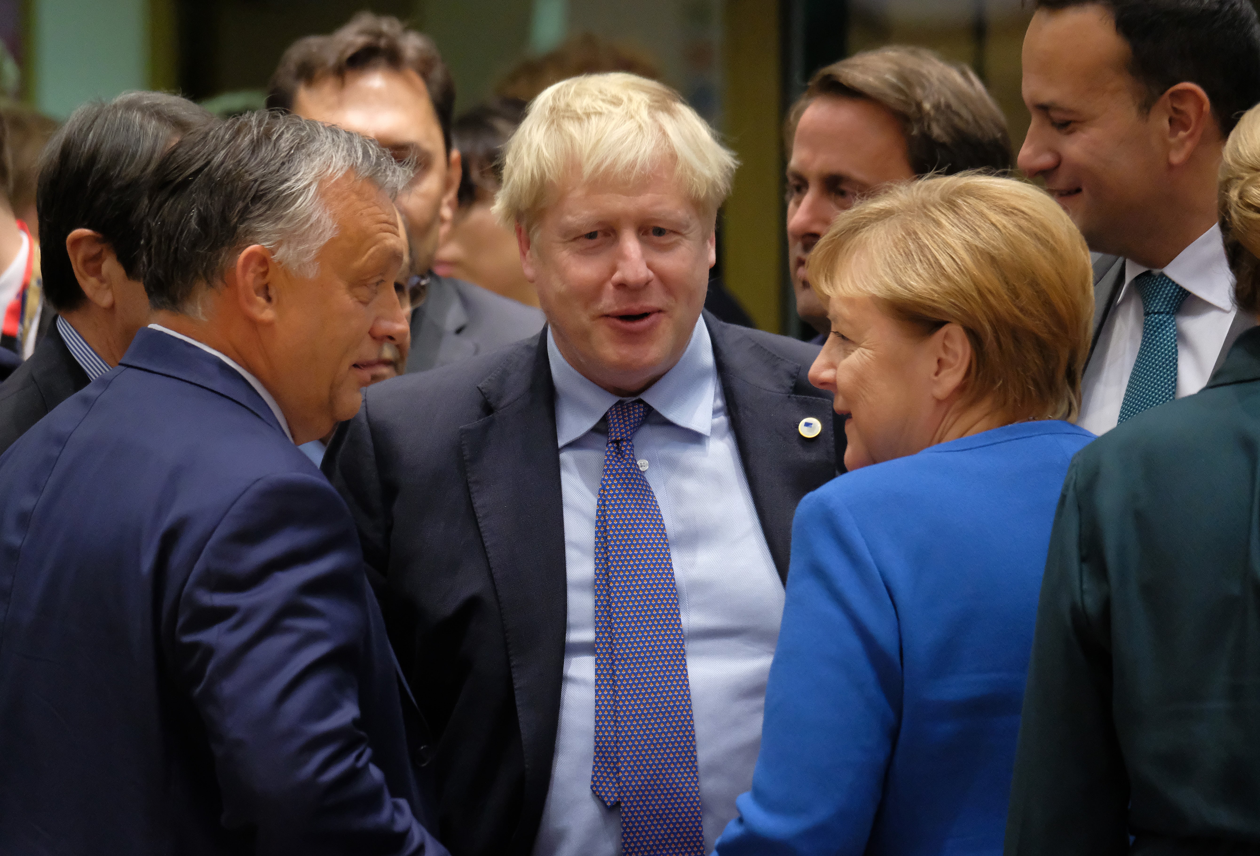 Boris Johnson works the room at a previous EU summit