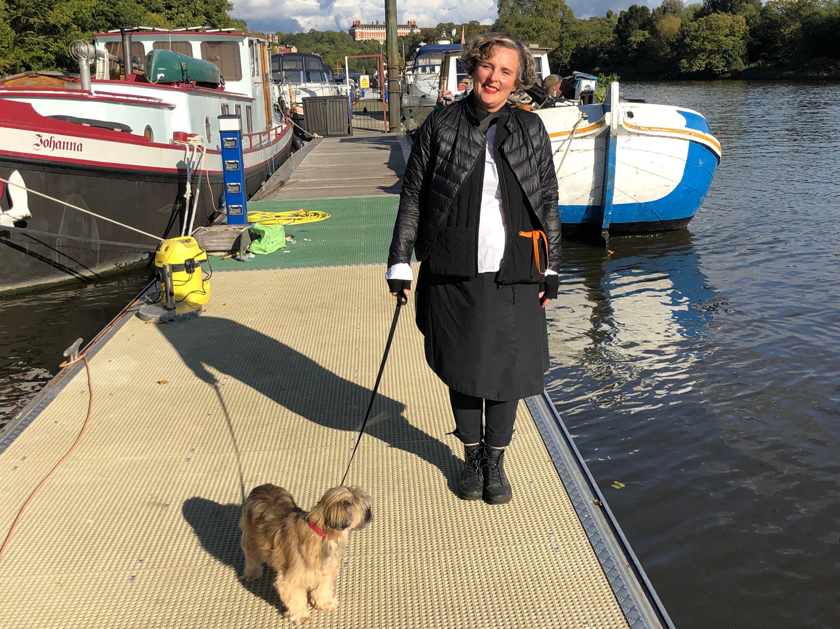Cross talk: Celia Holman on the ferry jetty in Twickenham
