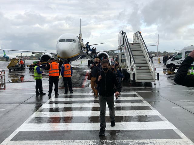 Winter is coming: Ryanair passengers arriving at the airline’s main base, Dublin