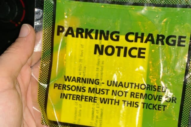 A parking charge notice received by student nurse Athena Anastasiou, 23, after a 13-hour shift in hospital