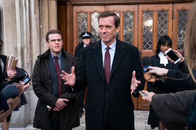 Hugh Laurie as Tory minister Peter Laurence in ‘Roadkill’
