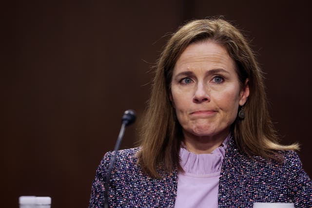 Supreme Court nominee Judge Amy Coney Barrett testifies before the Senate Judiciary Committee on the third day of her confirmation hearings on Capitol Hill