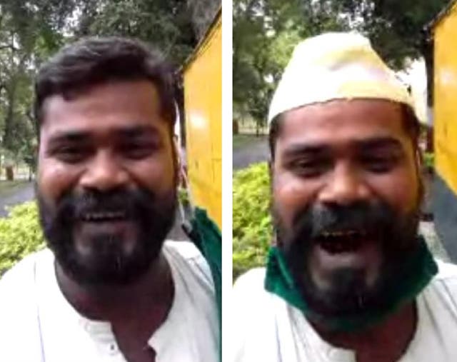 Screengrab of Asghar Ali Mansoori from one of his video calls with family from inside the jail during Covid-19 restrictions