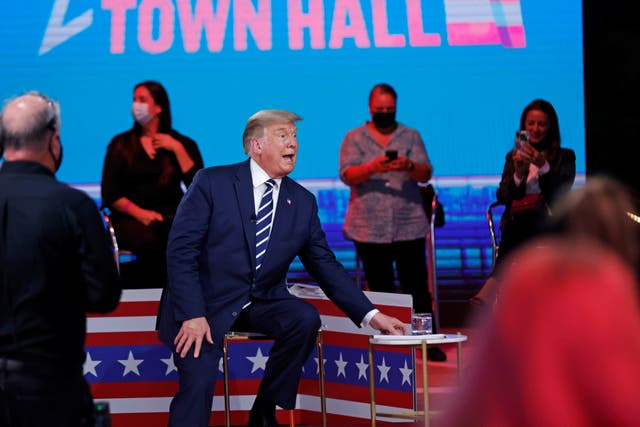 President Trump claims he does not owe Russians any money, making the contention when pressed on the matter during a NBC News town hall. REUTERS/Carlos Barria
