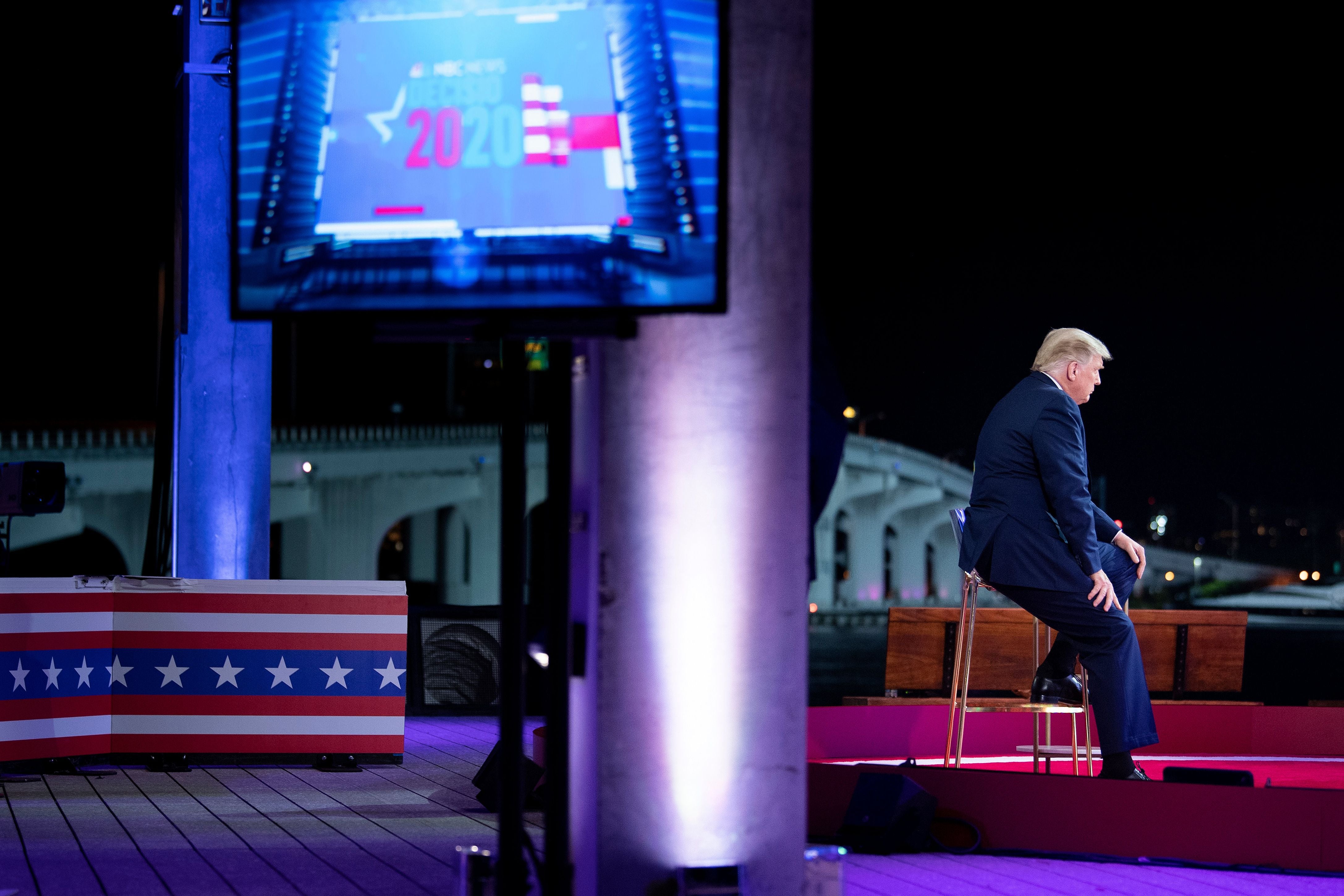 President Trump clashed with NBC anchor Savanah Guthrie during a town hall in Miami. (Photo by BRENDAN SMIALOWSKI/AFP via Getty Images)