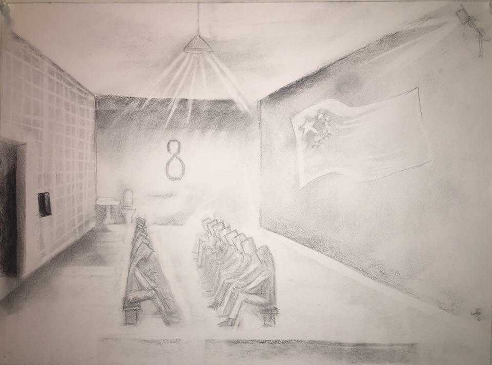 A former detainee’s image of classrooms inside the camps