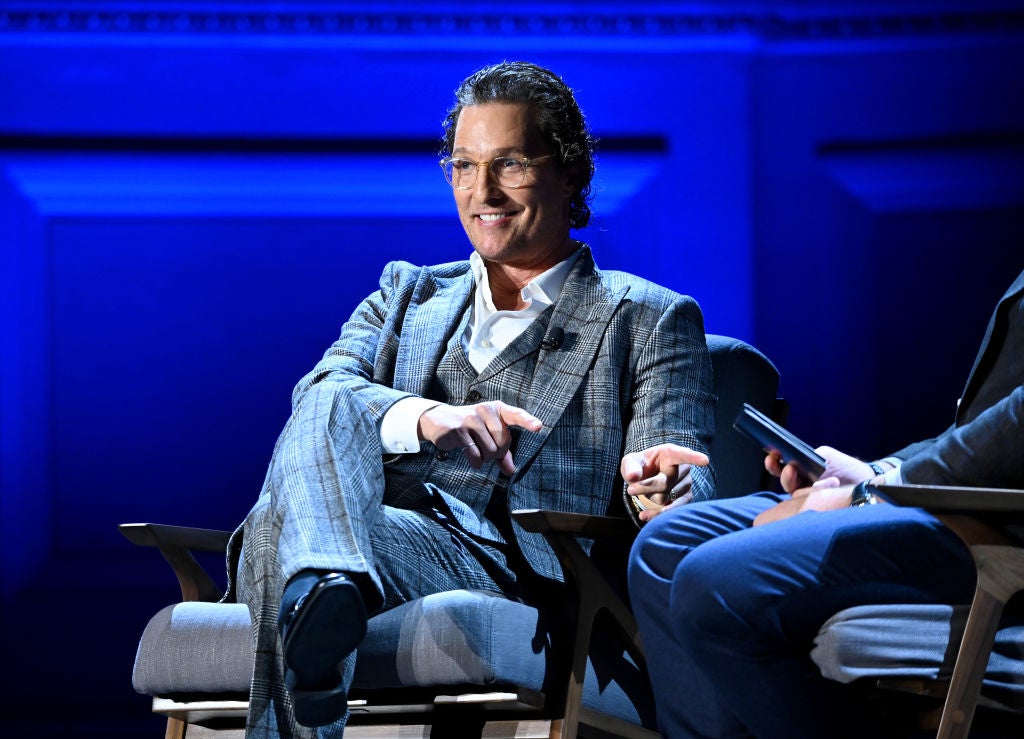 Matthew McConaughey speaks onstage during HISTORYTalks Leadership & Legacy presented by HISTORY at Carnegie Hall on February 29, 2020 in New York City
