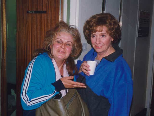 Julie Walters and Victoria Wood on the set of ‘Dinnerladies'