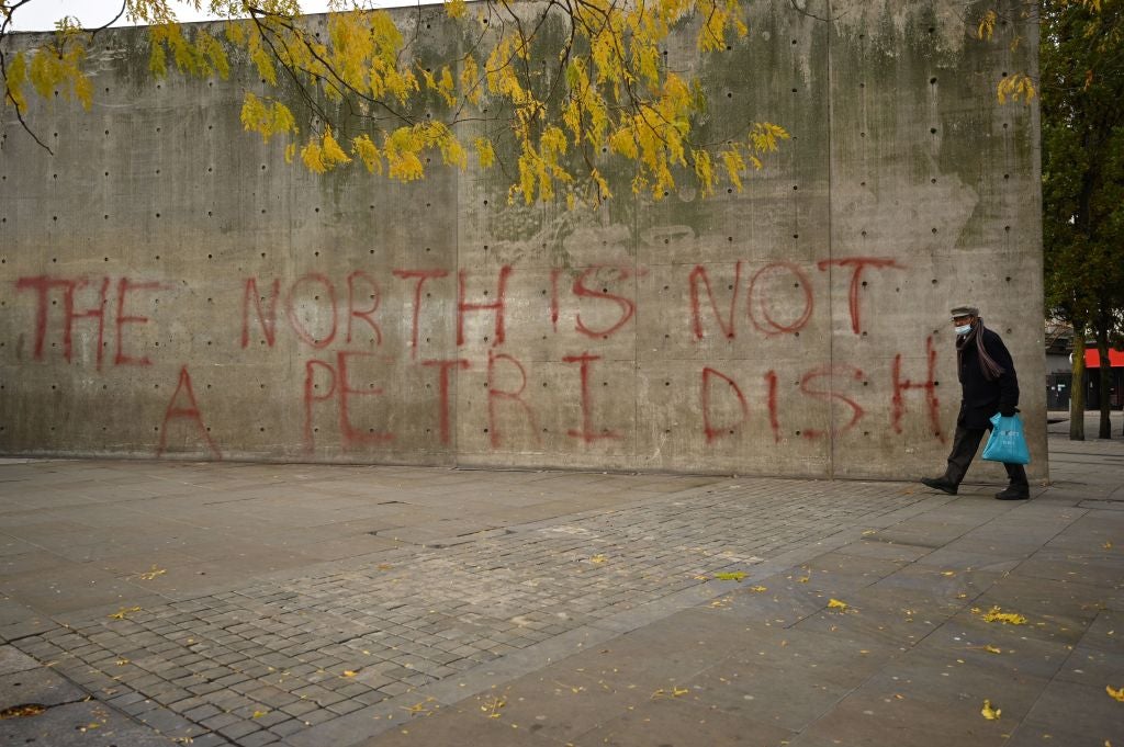 The north is not a petri dish, proclaims the graffiti