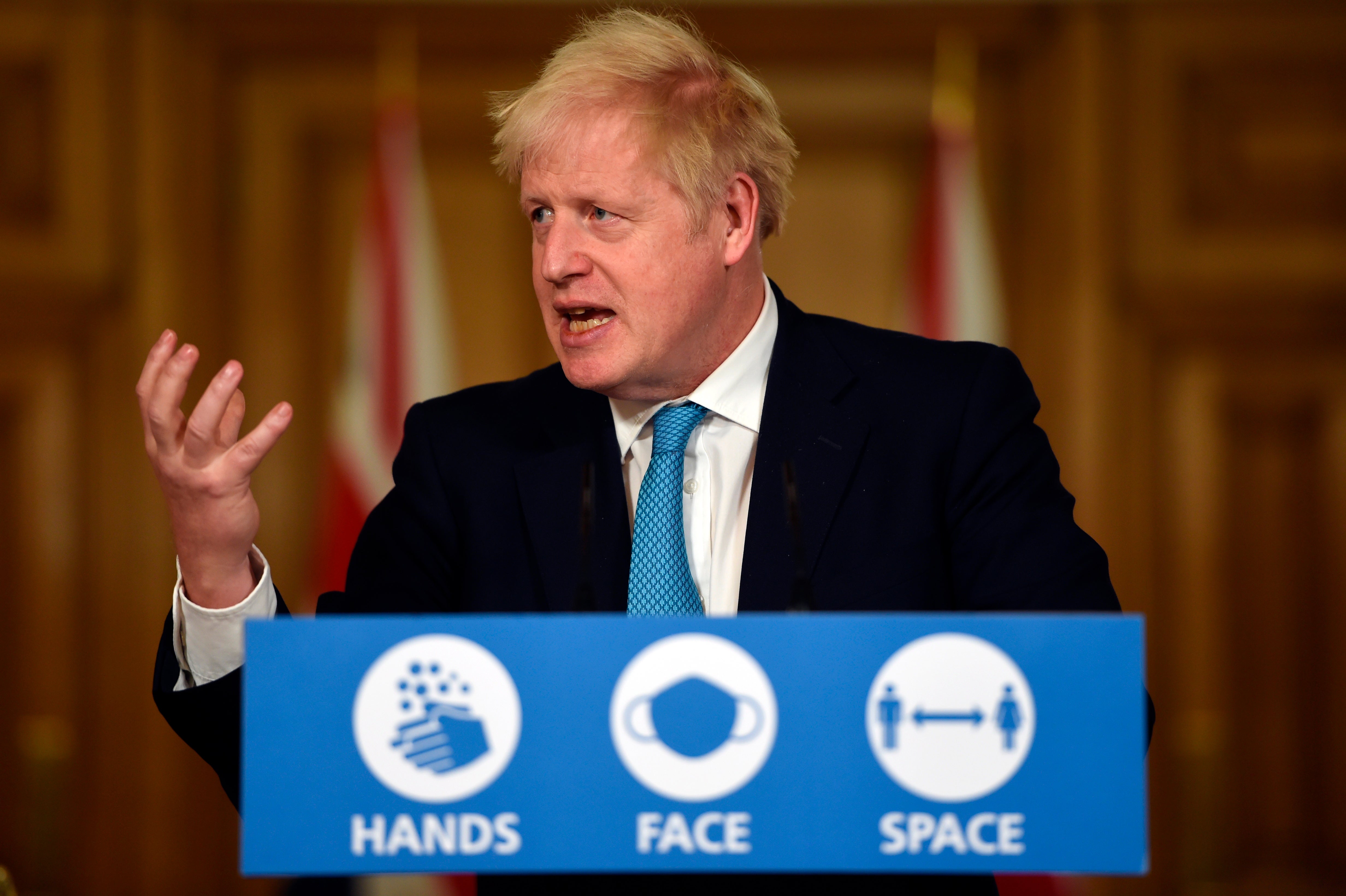 Prime minister Boris Johnson gives a coronavirus press conference